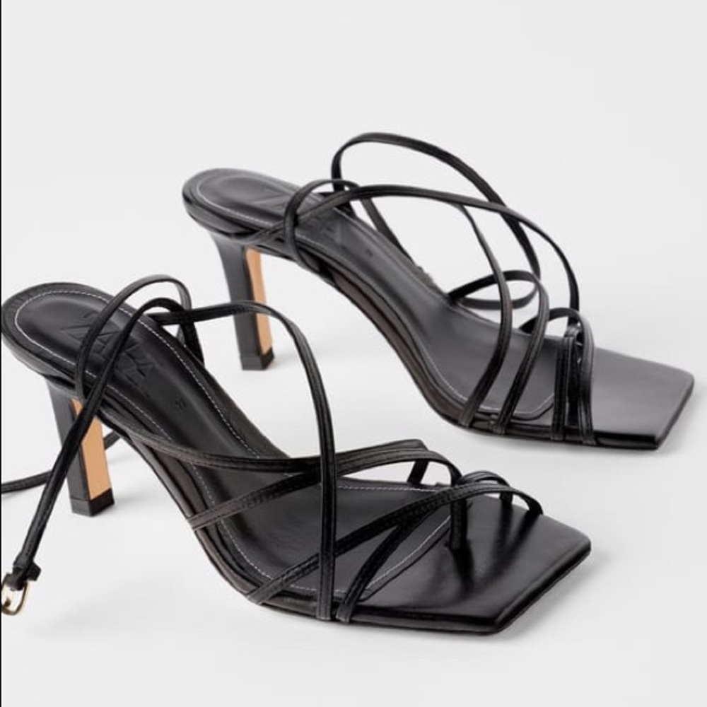 Zara Black Strappy Sandals